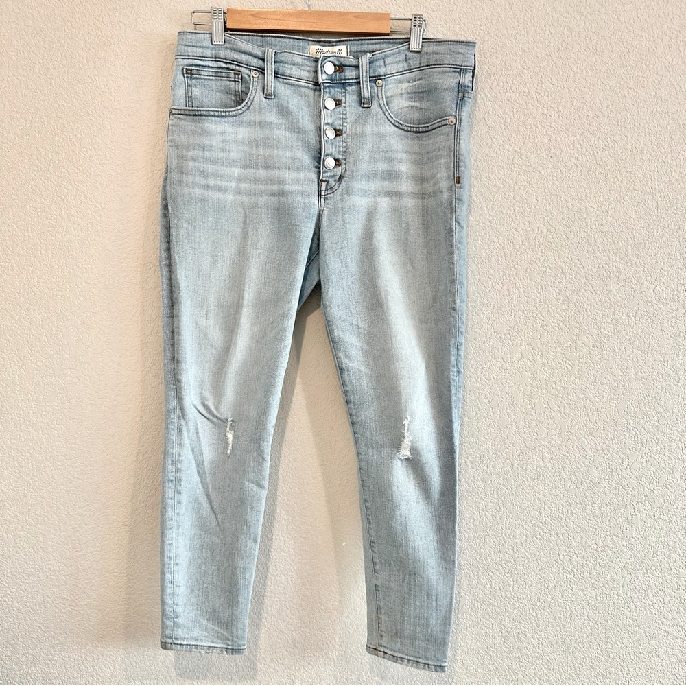 Like-new Madewell High-Rise Button-Fly Skinny Jeans, Light Wash, Size 30